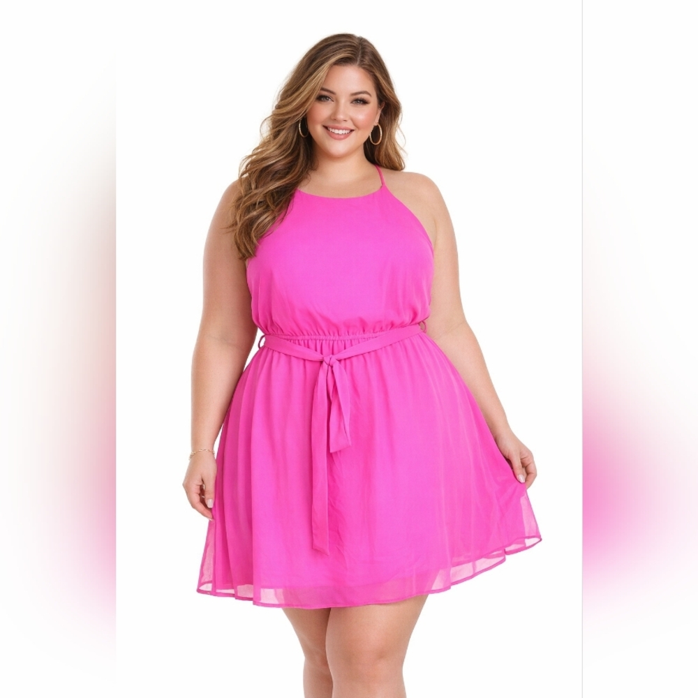 White Birch Pink Halter Mini Dress